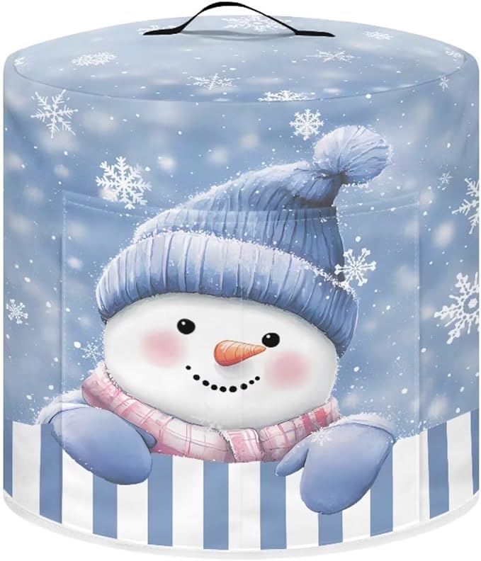 Cute Snowman Cooker Protective Cover Bee Air Fryer Dust Cover Dust Covers for Kitchen Appliances Small Kitchen Appliance Covers with Top Handle and Storage Pockets Decor M