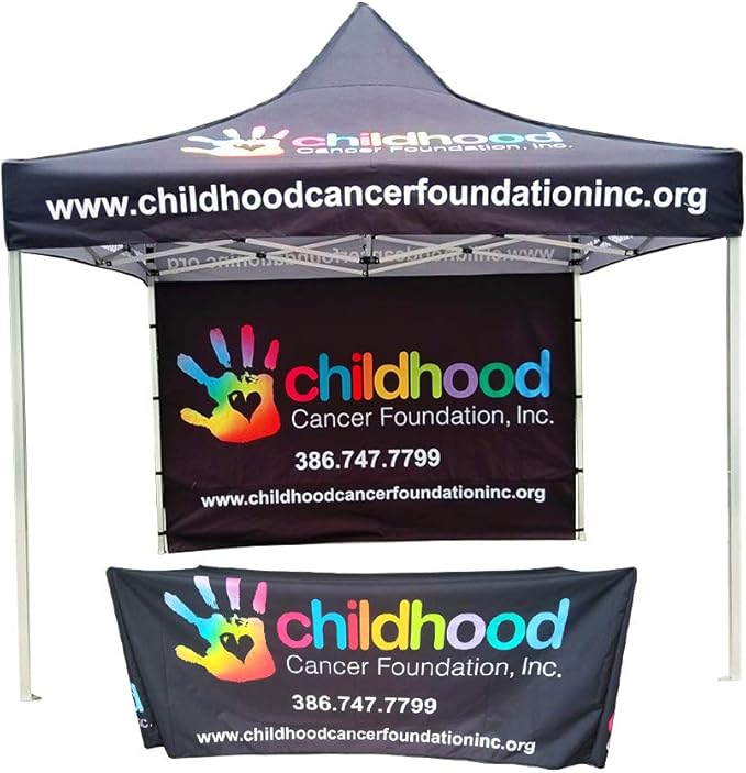 Custom Canopy Pop Up Tent 10x10 with Logo, Personalized Pop Up Canopy for Tradeshow, Customized Canopy Advertising Outdoor Tent (top Canopy+one Full Wall+13kgs Frame+6 ft Table Cover)