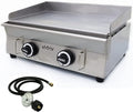 TECHTONGDA LPG Gas Grill Griddle, Stainless Steel Commercial Countertop Griddle Flat Top Grill, Restaurant Teppanyaki, BBQ Plate Grill with Adjustable Temperature Control, 21.26"x13.39", 2800Pa