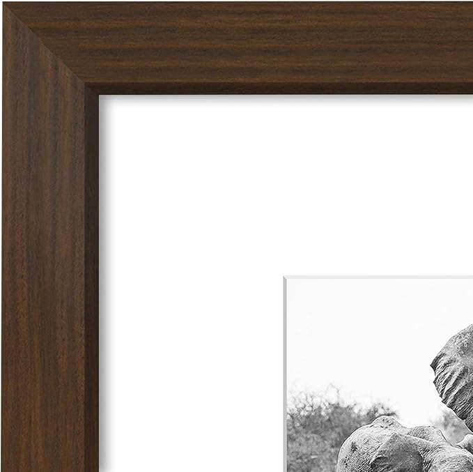 Americanflat 8x8 Picture Frame with Shatter-Resistant Glass - Use as 4x4 Frame with Mat or Display 8x8 Photo Without Mat - Signature Collection - Square Frames for Tabletop and Wall Display - Walnut