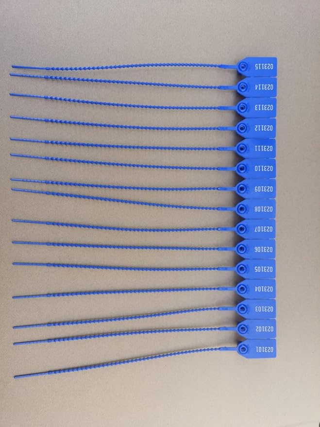 Plastic Tamper Seals Numbered Tags Security Seal Waterproof Tag Zip Ties Pull Tight Lock 9.84" Pack of 500 pcs Navy Blue
