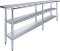 AmGood Stainless Steel Work Table with 2 Shelves | NSF | Metal Utility Table (96" Long x 18" Deep)