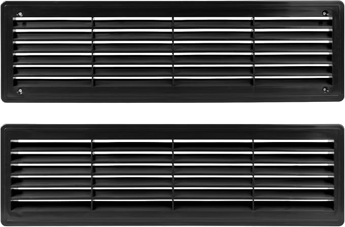 Repa Market 18" x 5" Inch (Outer Size) Black Plastic Louvered Door Vents for Interior Doors – 2 Sided Two Way Door Air Return and Intake Cover – Door Air Vent Grille Rectangular Door Vent