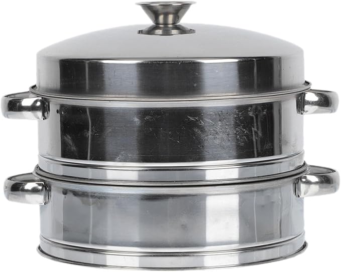 ARTIBETTER Stainless Steel Food Steamer 2-tier Cooking Steamer with Cover for Dumplings and Buns Household Steam Basket for Small Commercial Use