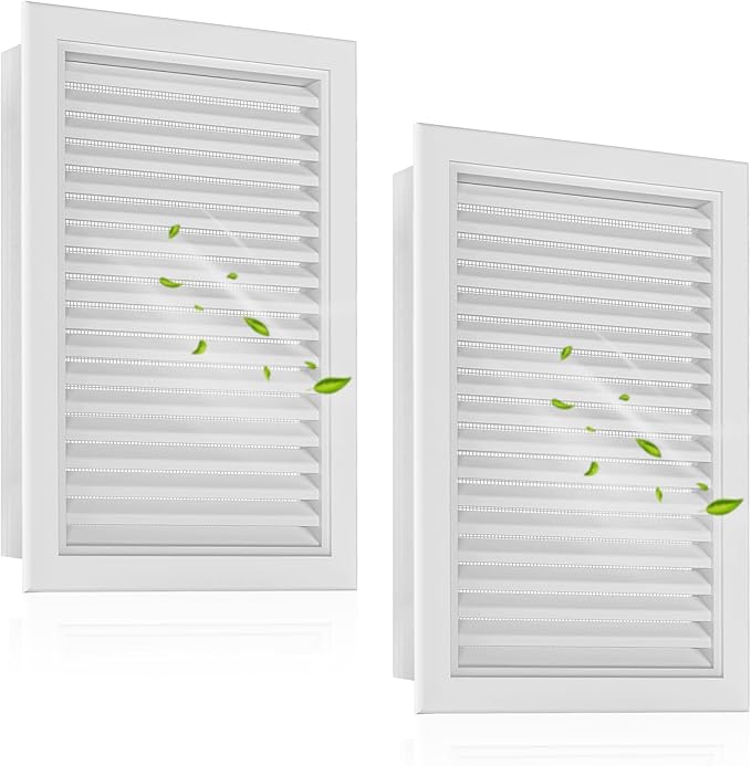 2-Pack Paintable Gable Vents - 12" x 18" Aluminum with Screen, Maximize Ventilation in Attics and Sheds, Vent Opening: 10" x 16"