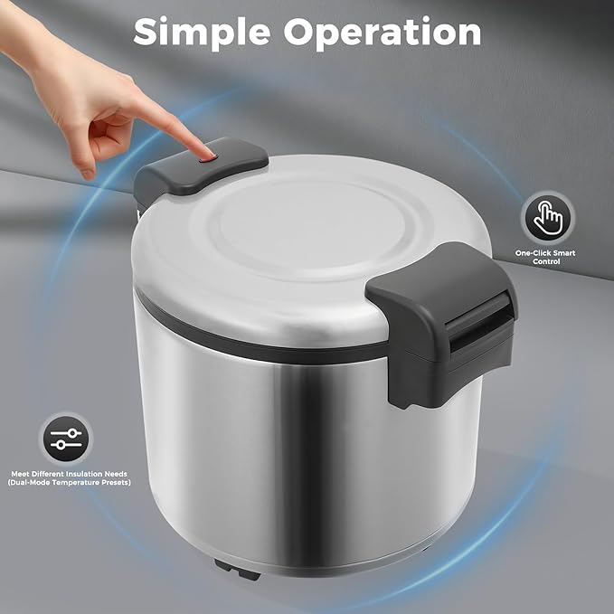 Commercial Rice Warmer & Food Warmer 23L (24.3Qt) Stainless Steel Non-Stick Pot Rice Cooker Warmer Auto Keep-Warm Large Capacity Food Warmer for Restaurants Catering