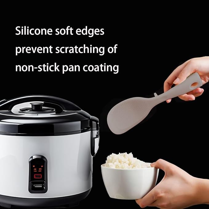 Silicone Rice Ladle Spoon for Electric Rice Cooker and Kitchen with Easy to Clean Feature (Brown)