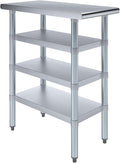 30 in. x 15 in. Stainless Steel Work Table with Three Bottom Shelves | NSF Kitchen Prep Table | Utitly Metal Table