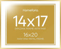 Homeforia 16x20 Diploma Frame Gold, High End Metal 16 x 20 Gold Certificate Frames with Mat 14 x 17, 16by20 Document Frame Matted to 14x17, Graduation Degree Frames, Tempered Glass, Wall Kit, Set of 1