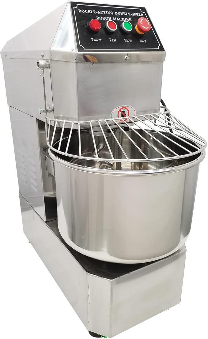Commercial Dough Mixer, 20L Stainless Steel Bowl Electric Stand Mixer, Dual Rotating Dough Kneading Machine with 2 Speeds Adjustable, Heavy Duty Dough Mixing Machine for Bakery Pizzeria