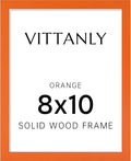 Vittanly 8x10 Picture Frame, Solid Wood Frame with Plexiglass, Includes 5x7 Mat, Wall Hanging or Tabletop for Home Decor, Orange, 1 Pack