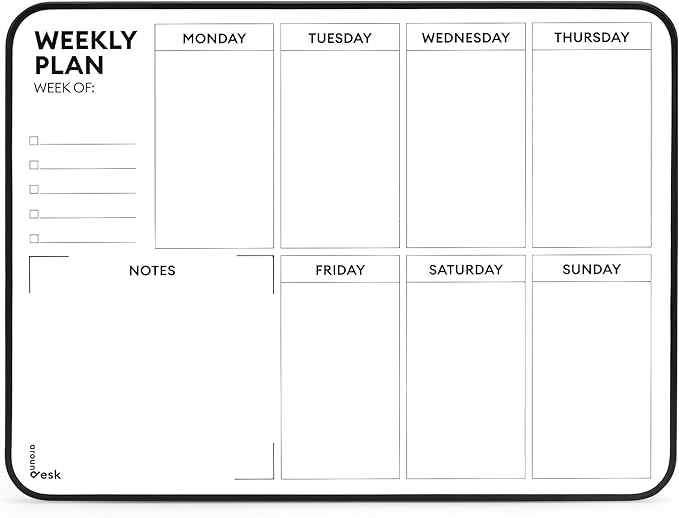 Double Sided Weekly Dry Erase Board with Stand 16"x12", to-do List White Board Calendar Dry Erase, Desktop Whiteboard Calendar, Schedule Board, Message Board, Menu Board for Home Office
