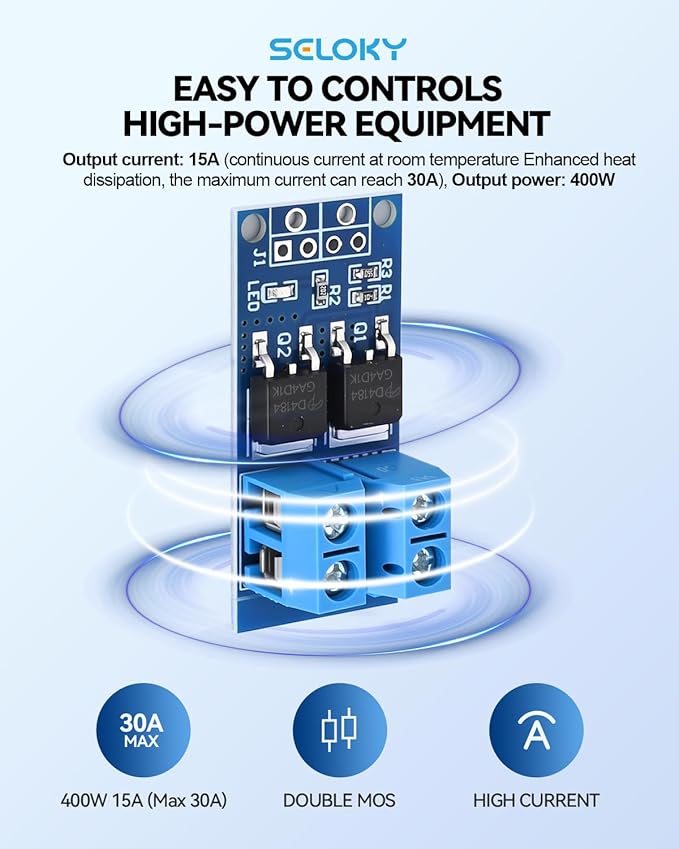6PCS Dual High-Power MOSFET Trigger Switch Drive Module 0-20KHz PWM Adjustment Electronic Switch Control Board Motor Speed Controller Lamp Brightness Control, DC 5V-36V 400W, 15A (Max 30A)