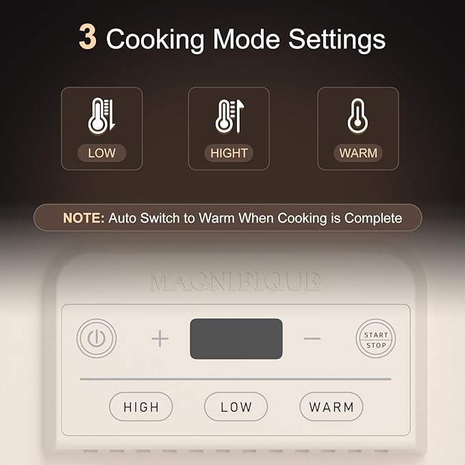 4 Quart Casserole Programmable Slow Cooker with Ceramic Baking Dish - Perfect Kitchen Small Appliance for Family Dinners, Oven Safe and Durable Bakeware for Lasagna, Roasts (Oatmeal)