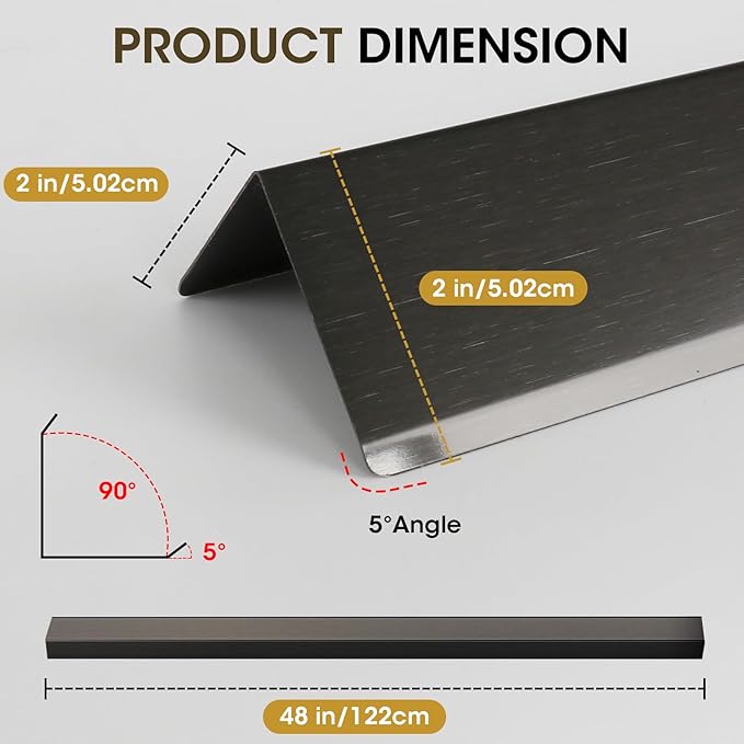 Stainless Steel Wall Corner Guards, 2 x 2 x 48 inches (Black 10 Pcs Pack). Made of 304 Steel, These 90-Degree Angle Metal Corner Protectors are Designed for Wall Protection and Decoration