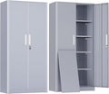 Greenvelly Metal Garage Storage Cabinet with 2 Doors and 4 Adjustable Shelves, 72”H Steel Lockable Storage Cabinet,Tall Metal Cabinet Locking File Cabinet for Office,Home, Garage, Gym, School