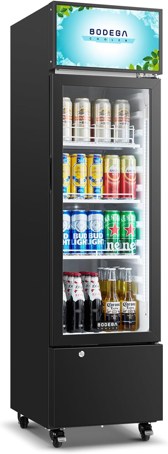 BODEGACOOLER Beverage Refrigerator and Cooler, 6.34 Cu. Ft Commercial Refrigerators for Drink, Beer, Tall Commercial Cooler for Beer, Soda, Single Door Display fridge