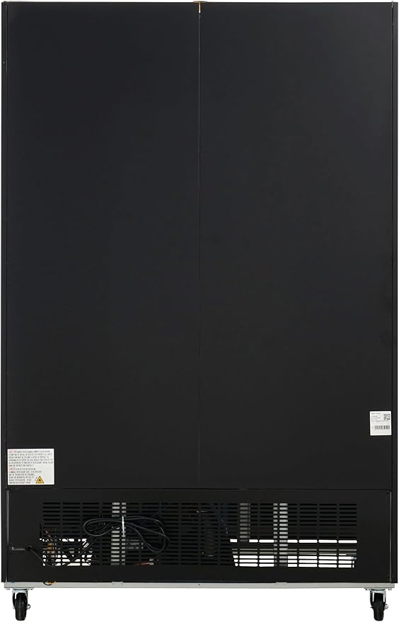 Kratos Commercial Two Door Merchandising Refrigerator, Two Swing Door Mobile Black Display Refrigerator for Shops and C Stores, 53" Wide, LED Lighting, 115V (67K-206)