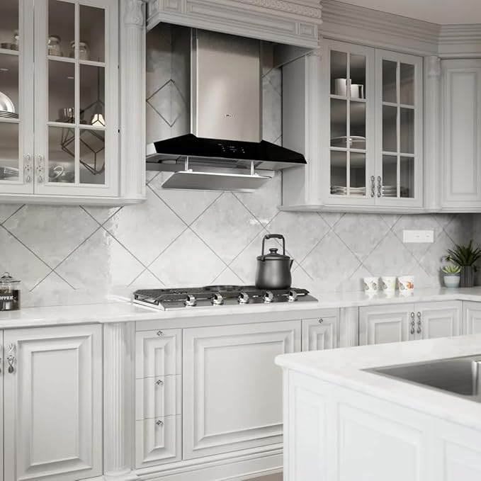 FOTILE EMG9050 36" Wall-mount Range Hood 1300 CFMs with Motion Control, 2 Speed Settings and Auto Turbo Mode | Auto-adjustable Capture Shield Technology | Delay Shutoff and Detachable Oil Plate