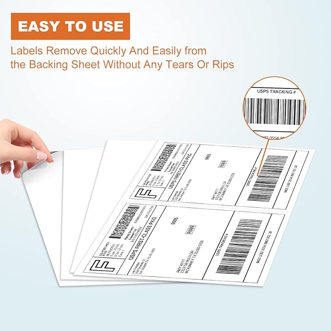 2000 Half Sheet Self Adhesive Shipping Labels for Laser Inkjet Pinters, 8.5 x 5.5 inches (1000 Sheets, 2000 Labels)