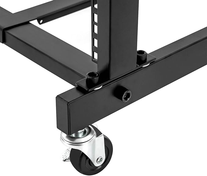DJ Mixer Stand Adjustable Rack, 2 Layer Rack Mount Mixer Case Stand with 4 Universal Wheels Supporting Crossbars and Adjustable Angle Studio Adjustable Stage Cart for Home, Office Concert Venues Etc