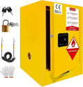 Flammable Storage Cabinet 16 Gallon, Explosion Proof Yellow All-Welded Steel Body Chemical Safety Cabinet, 3-Point Locking System Adjustable Shelf for Warehouses, Industrial Use, Home & Commercial