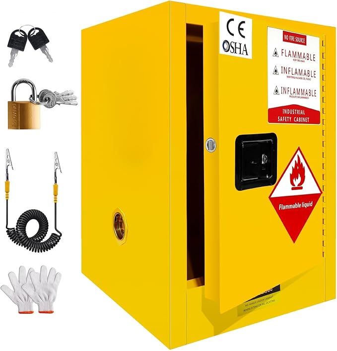 Flammable Cabinet 18" x 18" x 23", 16 Gallon 18 Gauge Galvanized Steel Fire Cabinet, Manual Close & Internal External Vent Design for Home Use, Commercial, Garage & Laboratory