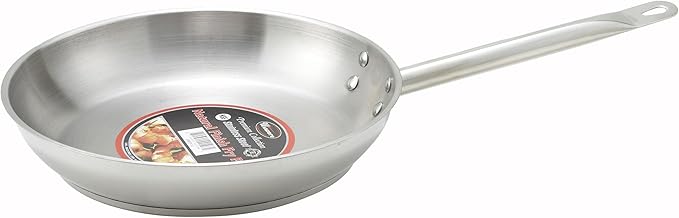 Winco Commercial-Grade Stainless Steel Fry Pan, Natural Finish, 11"