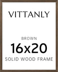 Vittanly 16x20 Picture Frame, Solid Wood Frame with Plexiglass, Includes 11x14 Mat, Wall Hanging or Tabletop for Photos, Home Decor, Brown, 1 Pack