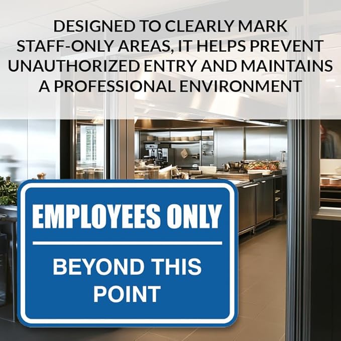 All Quality Classic Framed Employees Only Beyond This Point Wall or Door Sign | Easy to Install Business Signage - Small (Dark Brown) 10 Pack