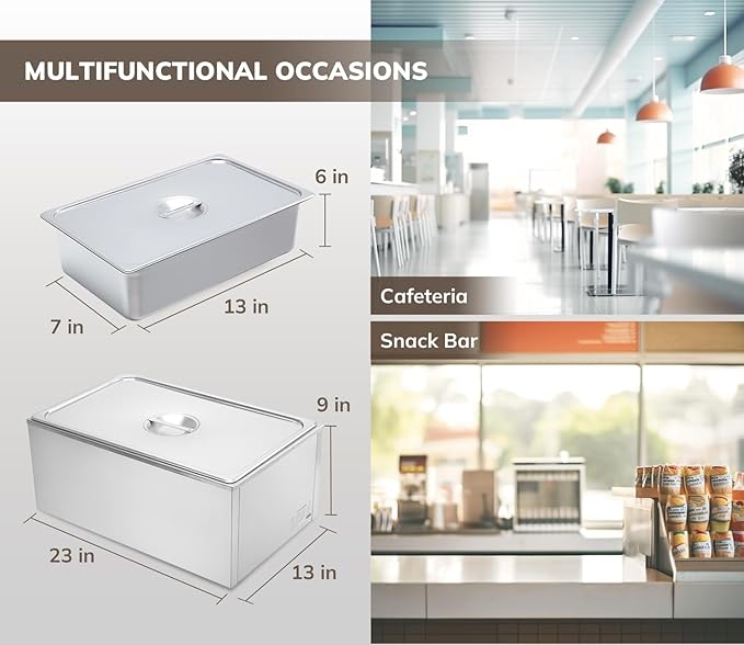 SYBO Commercial Grade Stainless Steel Bain Marie Buffet Food Warmer Steam Table for Catering and Restaurants (1 Section with Tap)