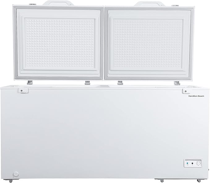 Hamilton Beach 17 cu ft Chest Deep Freezer - White, GARAGE READY Food for Large Family, Storage Basket, Space-Saving Flat Back, Stay-Open Lid, Front-Access Drain, for Basement, Laundry Room, Cottage