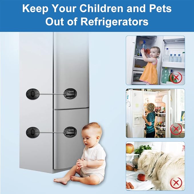 AOSITE Mini Fridge Locks for Kids No Drill Refrigerator Locks for Adults Cupboard Lock Child Safety Locks for Cabinets Drawer Locks Freezer Lock Baby Proofing