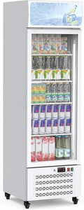 Commercial Display Refrigerator with Single Glass Door, 11.3 Cu.Ft Upright Beverage Cooler with Adjustable Shelves, Soft LED Lighting, Merchandiser Fridge for Home, Restaurant, and Garage, White