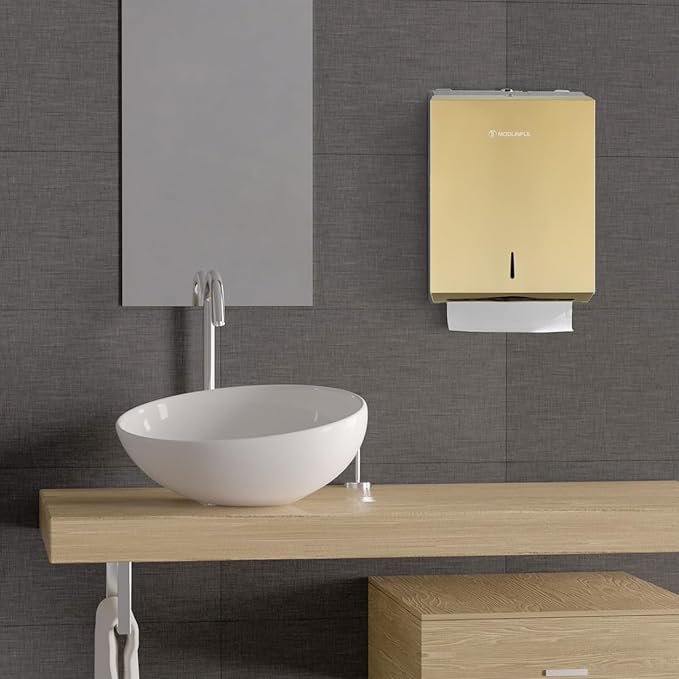 Commercial Paper Towel Dispenser Gold - Multifold Paper Towel Dispenser Wall Mount, High Capacity Stainless Steel Tissue Holder, Suitable for Bathrooms and Public Places
