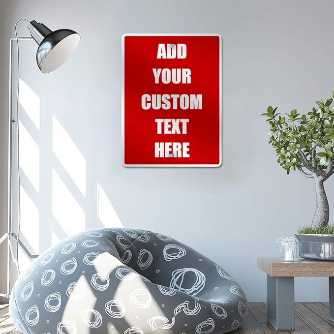 Aluminum Weatherproof Metal Sign Multiple Sizes Custom Personalized Text Here Red White Danger Vertical Street 12x18Inches