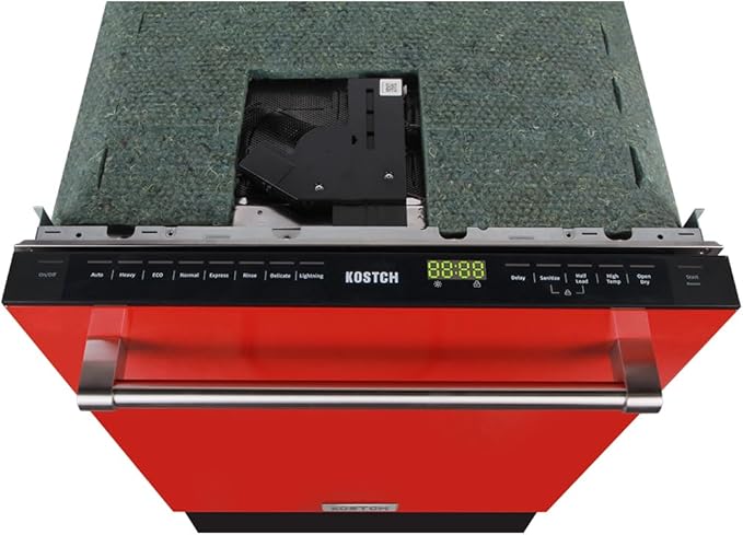 KOSTCH 24 inch Built-In Dishwasher,Top Control 8 Wash Programs Slide In Dish Washer Machine with Third Rack,Large Capacity 15 Place Settings, ENERGY STAR Certified, 45-dBA Ultra-Quiet (Red)
