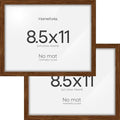 Homeforia Diploma Frame 8.5 x 11 Brown Wood, High End Dark Oak 8.5x11 Certificate Frames, 11x8.5 Document Frames for Wall or Tabletop, 8.5 by 11 Walnut Wooden Frame, Tempered Glass, Wall Kit, Set of 2