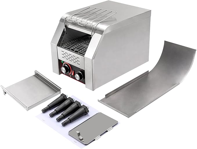 Commercial Conveyor Toaster-150 Slices/H, 1300W Stainless Steel Toasters with Three-Ring Heating Tubes & Three Baking Modes, Toaster Ovens Countertop for Raditional White Slices (TT-150)