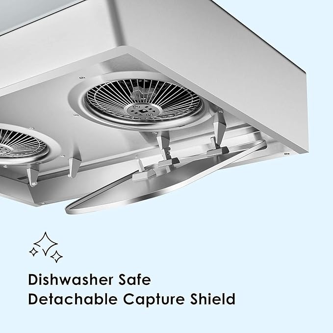 FOTILE Pixie Air UQS3001 30” Stainless Steel Under Cabinet Range Hood, 800 EQUIV. CFM Kitchen Over Stove Exhaust Vent with LED Lights Dual AC Motors and Mechanical Buttons