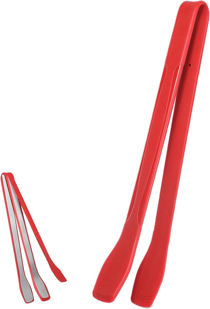 Silicone Tongs for Cooking, Red Heat Resistant Kitchen Tongs with Silicone Tips (11inch), Non-Scratch Food Tongs for Flipping, Serving, Salad, BBQ Serving Toast, Dishwasher Safe (Dark Red)