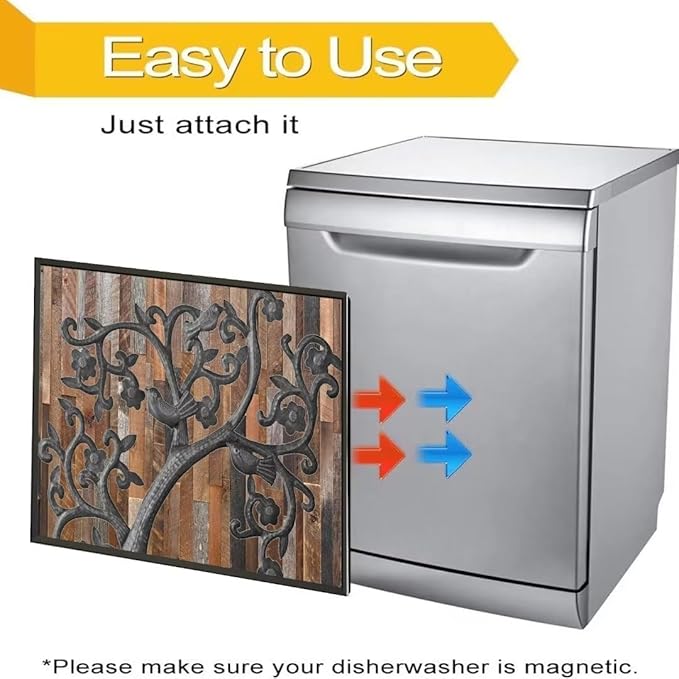 Tree of Life Dishwasher Cover Birds Fridge Sticker, Stainless Steel Tree Refrigerator Panel Cover, Wood Door Dishwasher Skin Cover (23" x 17" Ordinary)