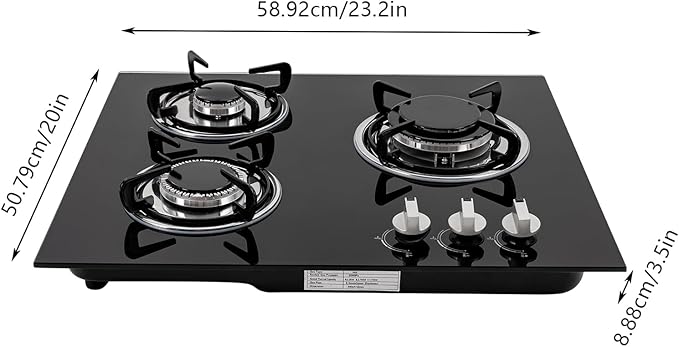 Built-in Gas Cooktop,3 Burners Gas Stovetop,NG Cooktops with Glass panel,countertop with Auto Shutoff, Hob for kitchen