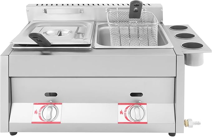 Commercial Dual Tank Deep Fryer, 2 x 6.34 Qt Stainless Steel Electric Fryer with Independent Temperature Control, Fast Heating Large Capacity for Restaurant Fast Food Stall Snack Shop