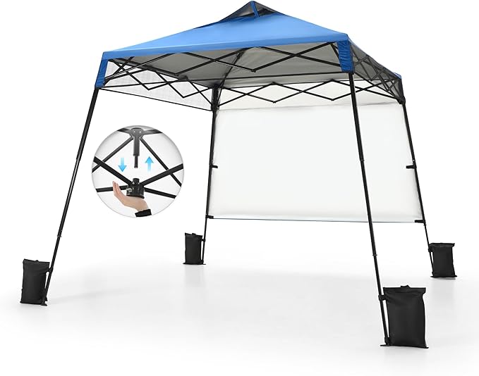 MFSTUDIO 8x8 Pop up Canopy Tent, Gazebo Shelter Sun Shade Canopies Patio Portable Popup Tents Easy Setup Waterproof with 6x6ft Top,1 Sidewall, for Beach,Parties,Picnics