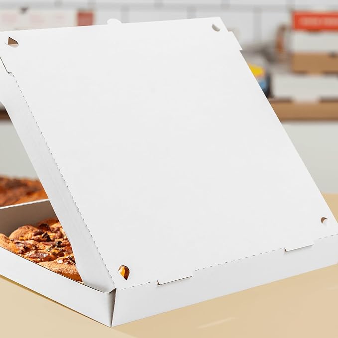 Karat Pizza Boxes 16" x 16" [50 Pack] White Corrugated Boxes | Ventilated, Grease-Resistant, Durable for Pizza or Mailing Use