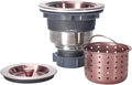 KONE 3/1-2 Inch Sink Drain Assembly Antique Copper Kitchen Sink Drain Kit Copper Stainless Steel Sink Basket Strainer Rubber Stopper, Sealing Lid/Removable Deep Waste Basket for Home, Kitchen