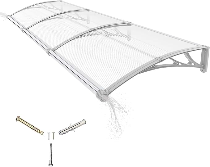 Awning for Door Entrance,40x120 Inches Awnings for Doors with Separate Drainage,Front Door Awning Exterior,Polycarbonate UV, Rain, and Snow Protection for Porch,Patio,Window,Deck