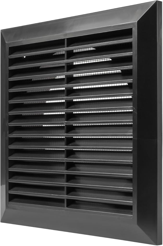 Repa Market 6 Inch (Opening) Black Air Vent Cover - Plastic Fresh Air Intake Vent for Round Duct - Register Vent Cover with Mesh Screen - Wall or Ceiling HVAC Return Air Register - Modern Soffit Vents