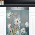 Dishwasher Magnet Cover Blooming White Flowers Front Dishwasher Cover Decoration Reusable Magnetic Door Cover Panel Decal Home Appliances Stickers Kitchen Refrigerator Fridge 23"x26"